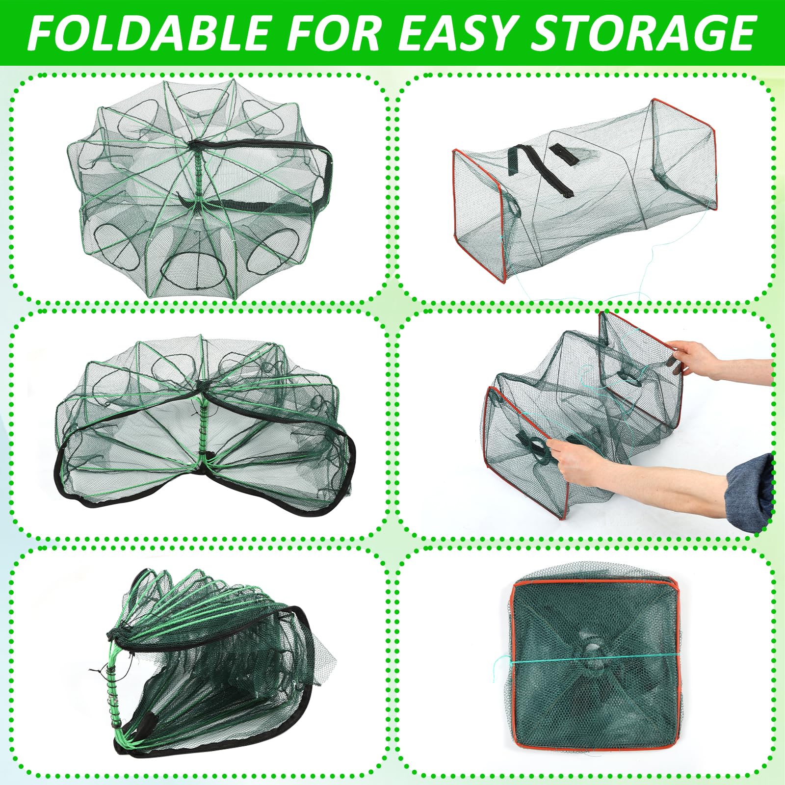 Rectangular minnow trap folded flat for storage