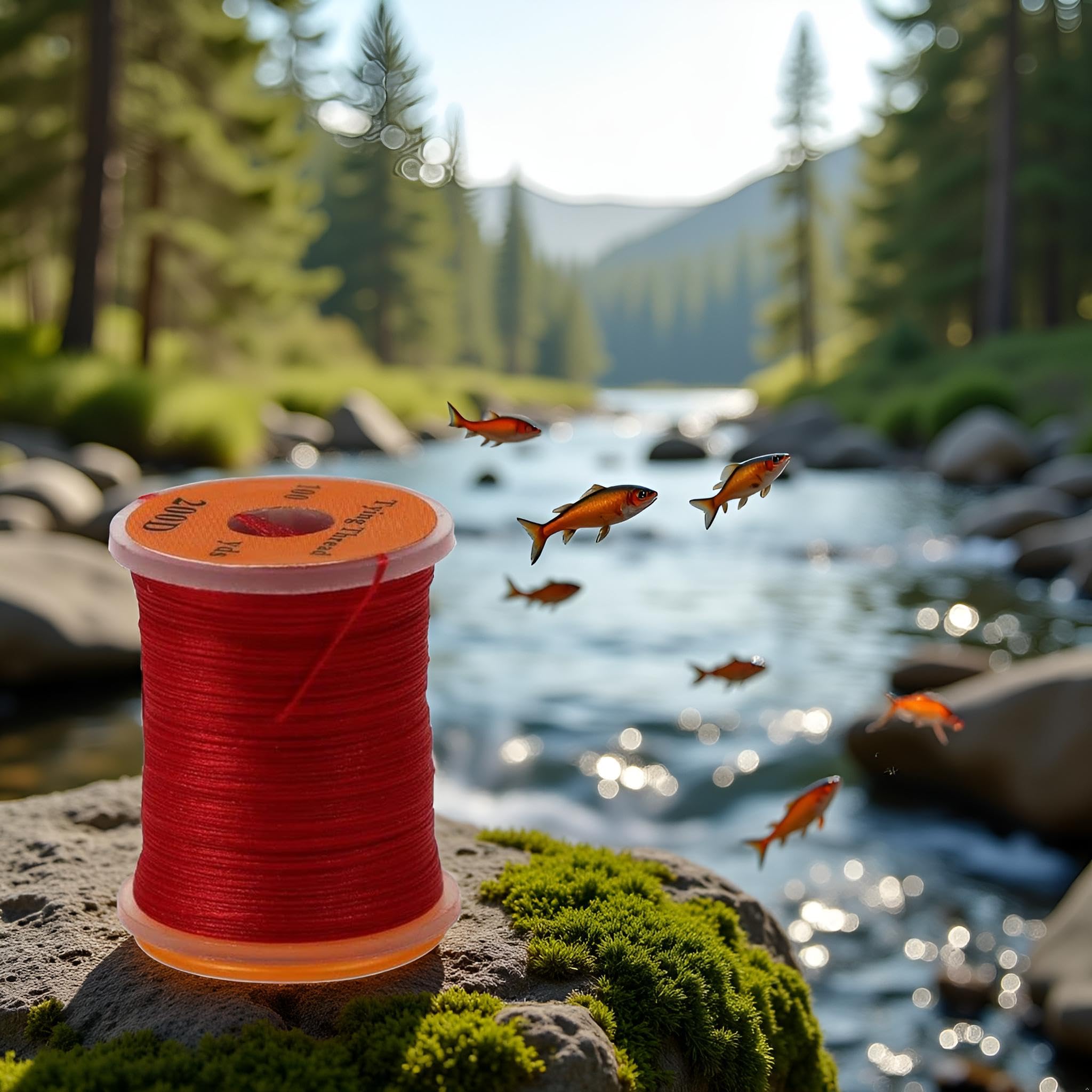 Packaging and application of red fly tying thread for sports and outdoors