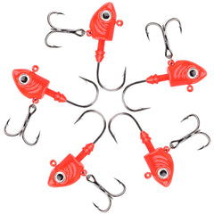 Red jig head measuring 1.58 inches (4 cm) with 0.35 oz weight
