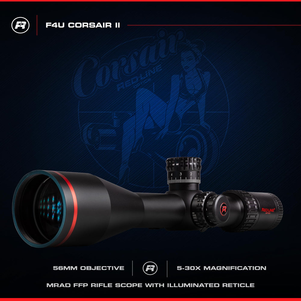 Red-Line Optics Corsair F4U recoil test image demonstrates sturdy tracking under heavy recoil.