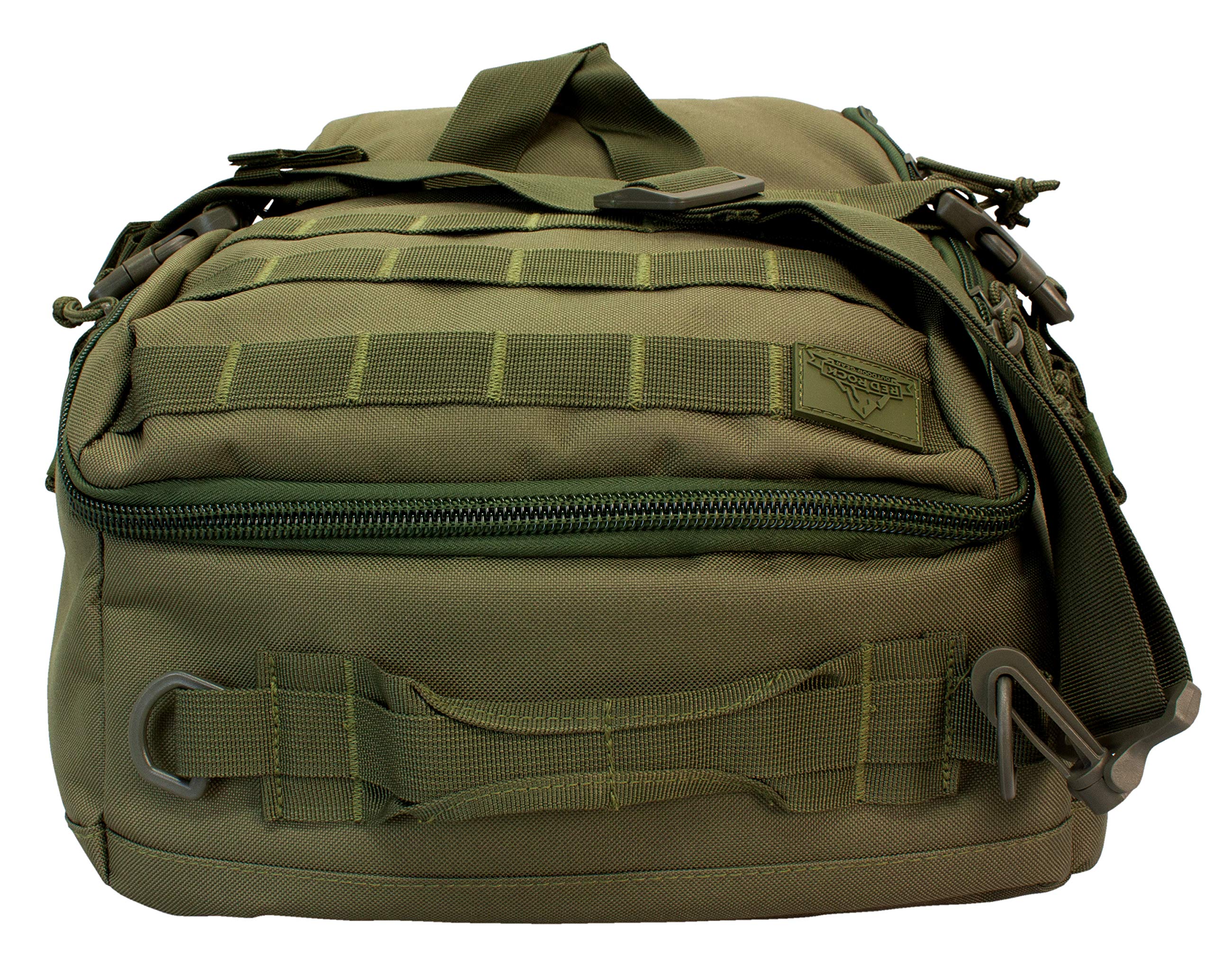 Red Rock Outdoor Gear Traveler Duffle MOLLE webbing for customization and attachments.