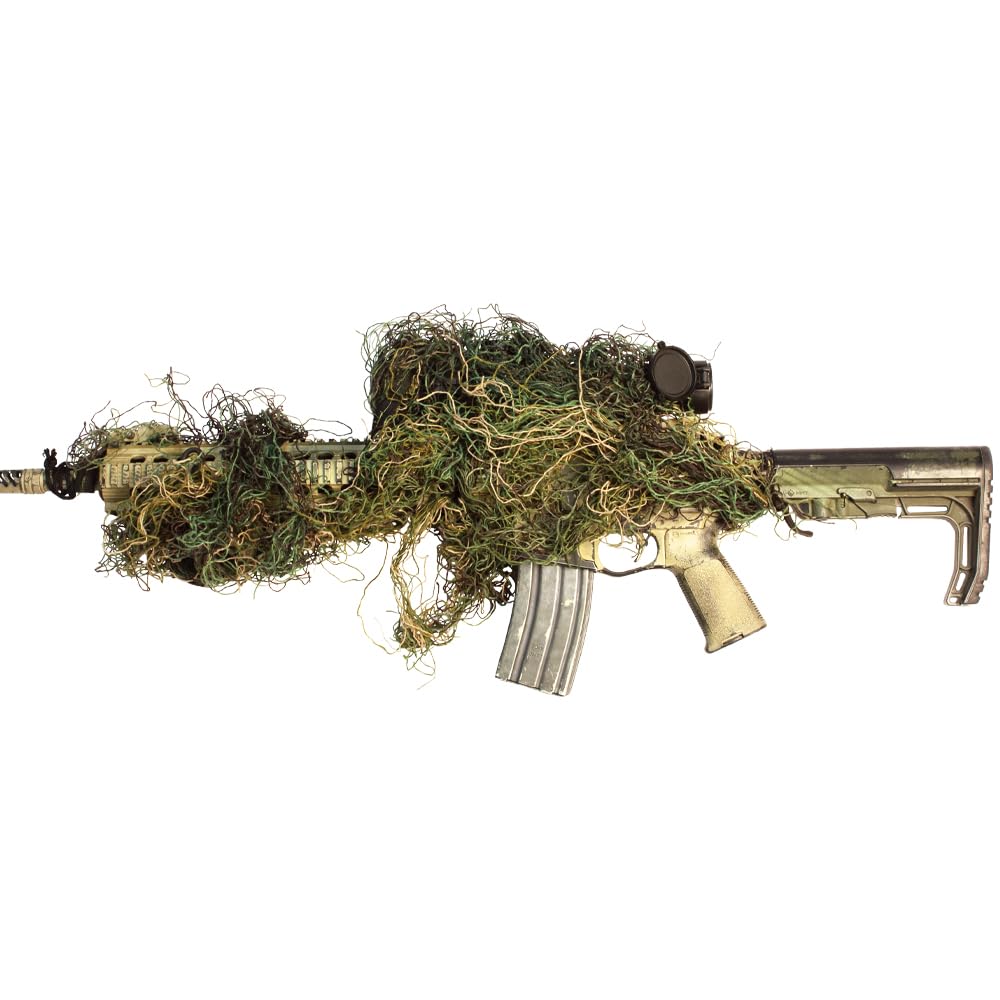 Red Rock Outdoor Gear ghillie suit full 5-piece ensemble ready for field use.