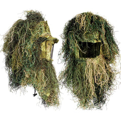 Red Rock Outdoor Gear ghillie suit jacket in woodland camouflage for layered concealment.