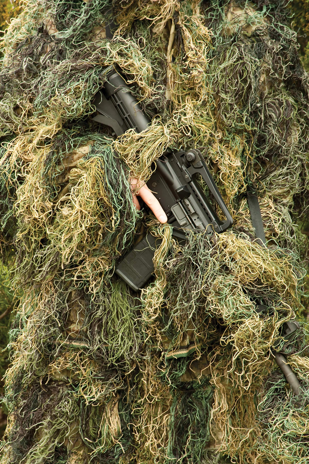 Red Rock Outdoor Gear Ghillie Suit pants with elastic waist for quick adjustments.