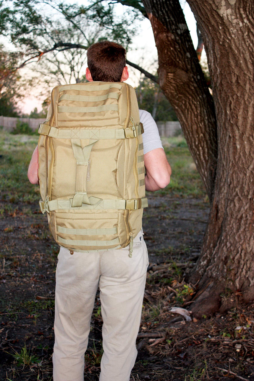Red Rock Traveler Duffle Pack MOLLE webbing enables customizable attachments.