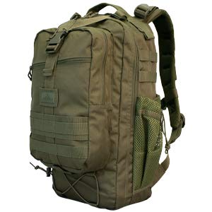 Red Rock Summit Backpack olive drab front pocket for quick access.