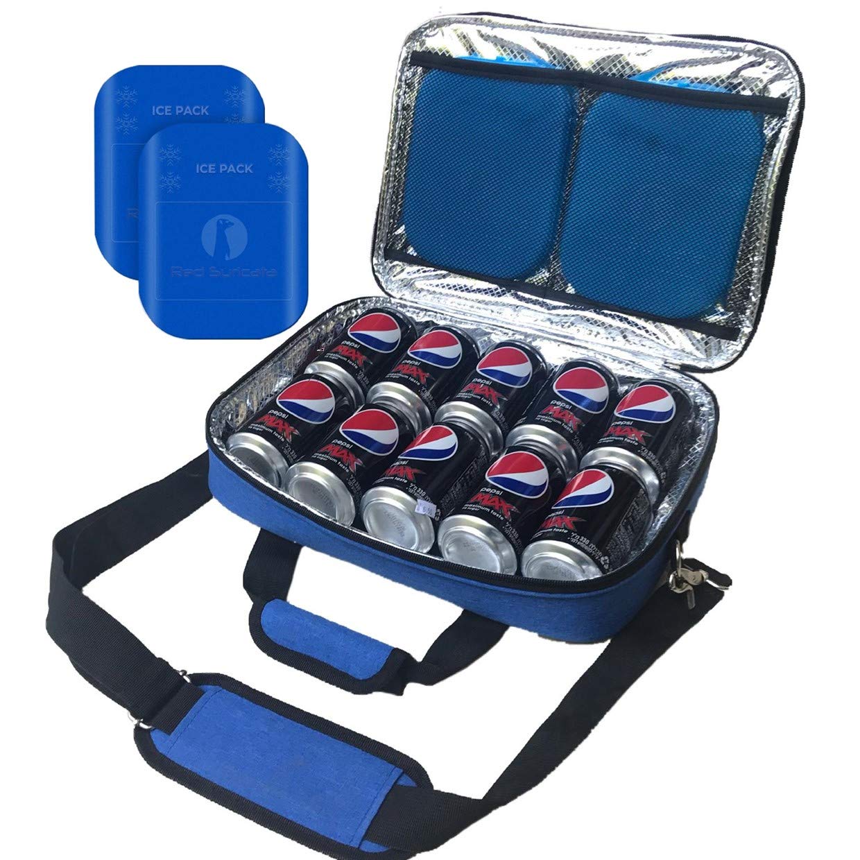 Red Suricata mesh pockets organize ice packs and small accessories