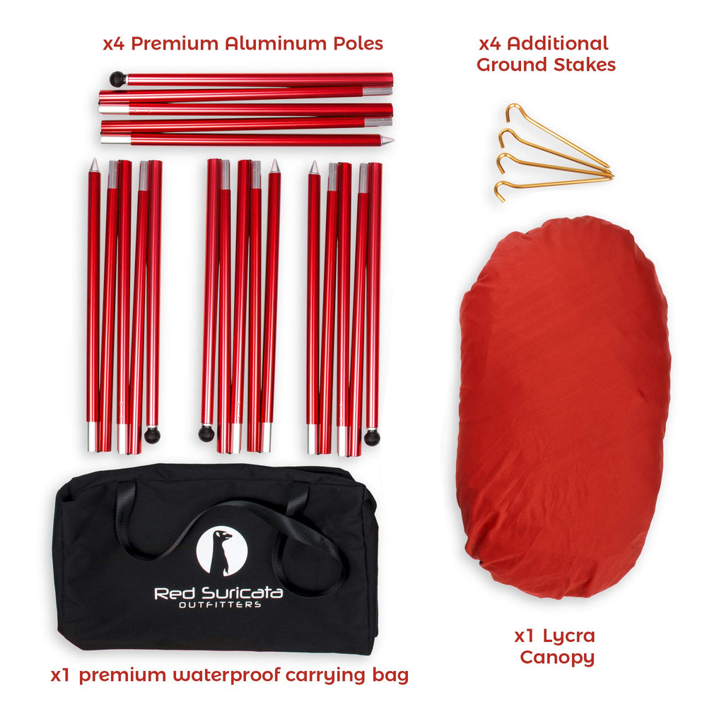 Red Suricata portable carry bag makes travel and storage easy