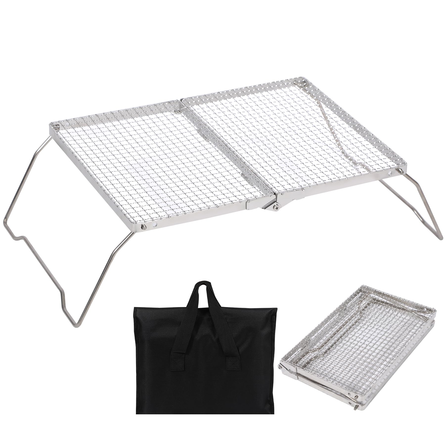 REDCAMP 17-inch folding campfire grill in action for outdoor cooking.