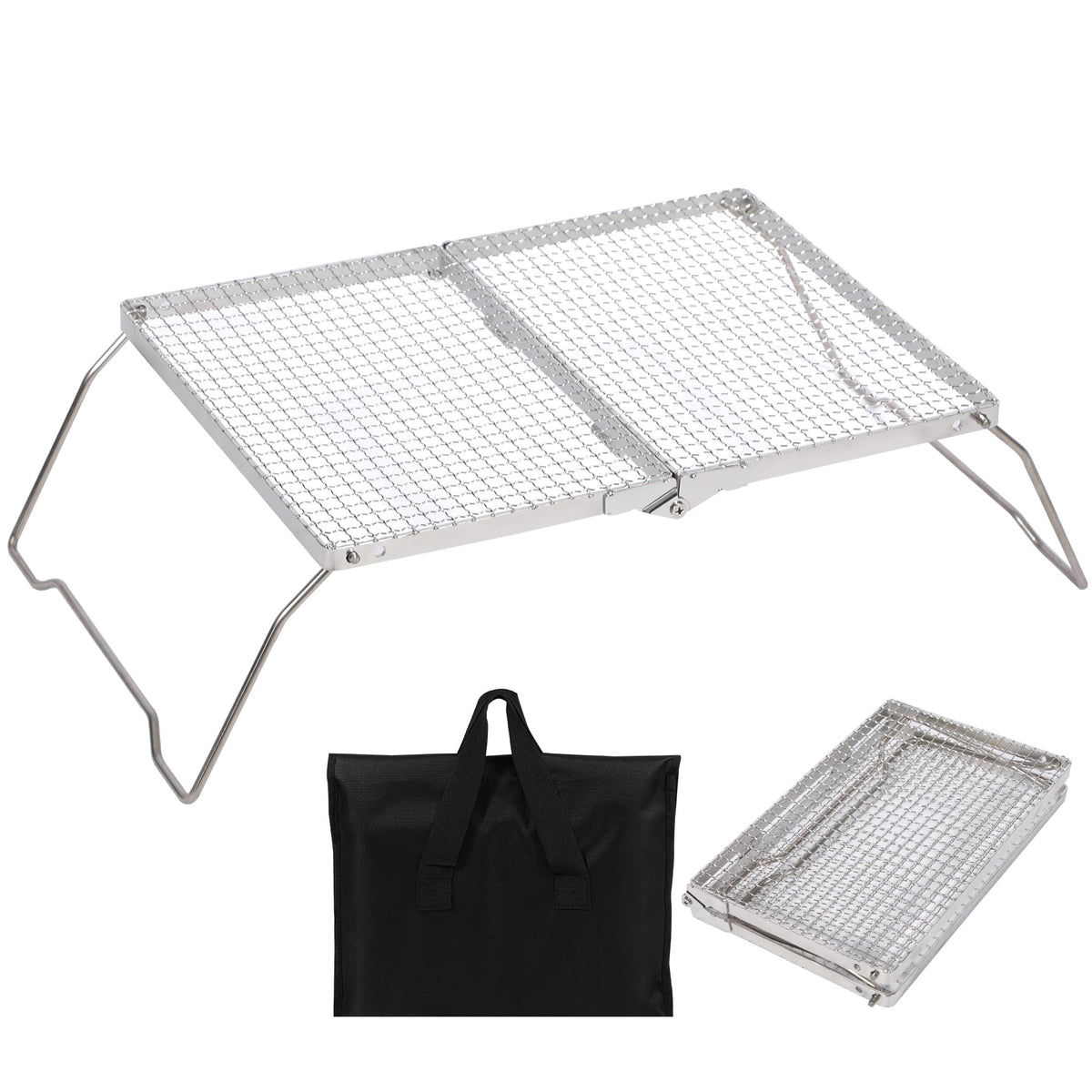 REDCAMP 17-inch folding campfire grill in action for outdoor cooking.