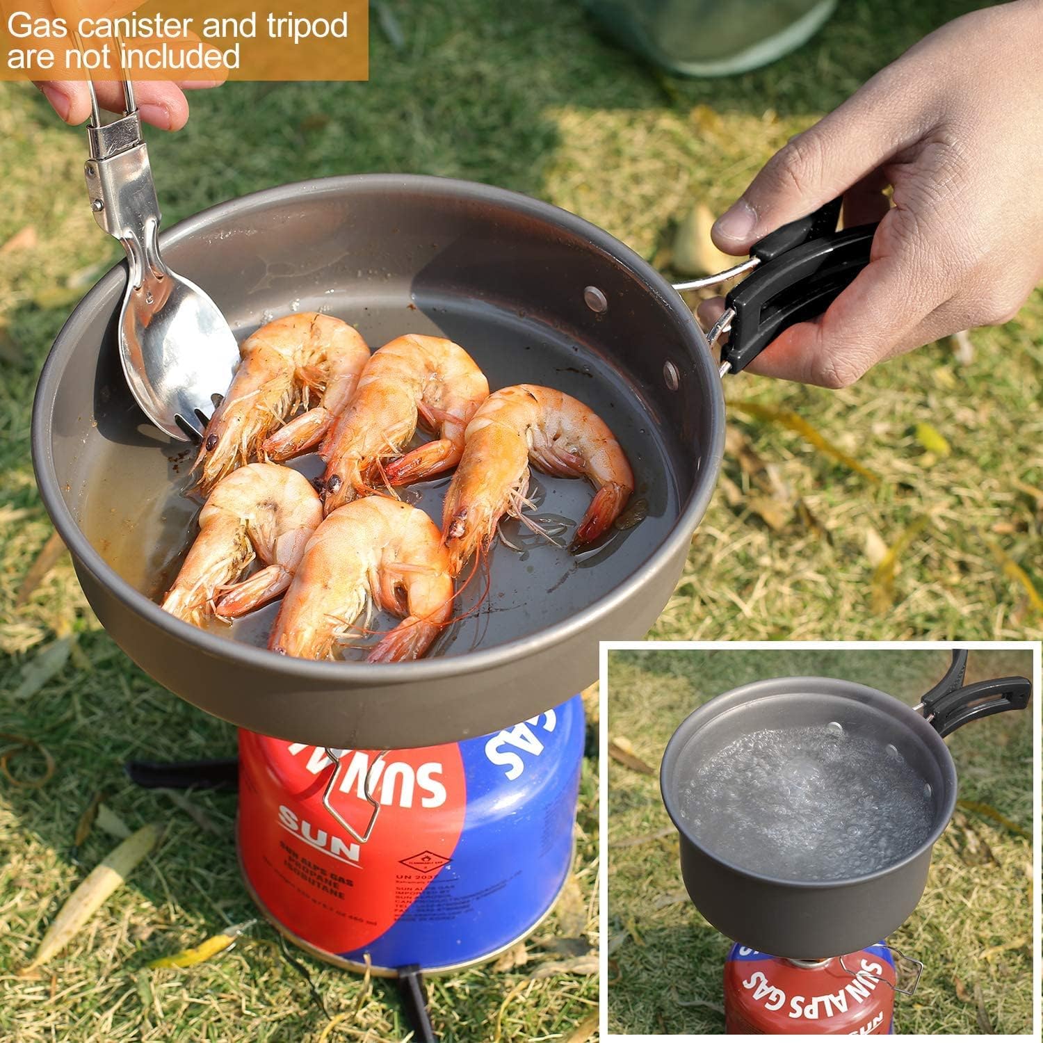 REDCAMP 1.2L frying pan image focus for searing outdoors.