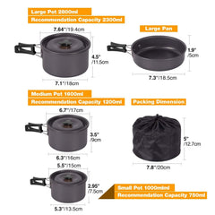 REDCAMP 1.6L pot image focus for efficient group cooking.