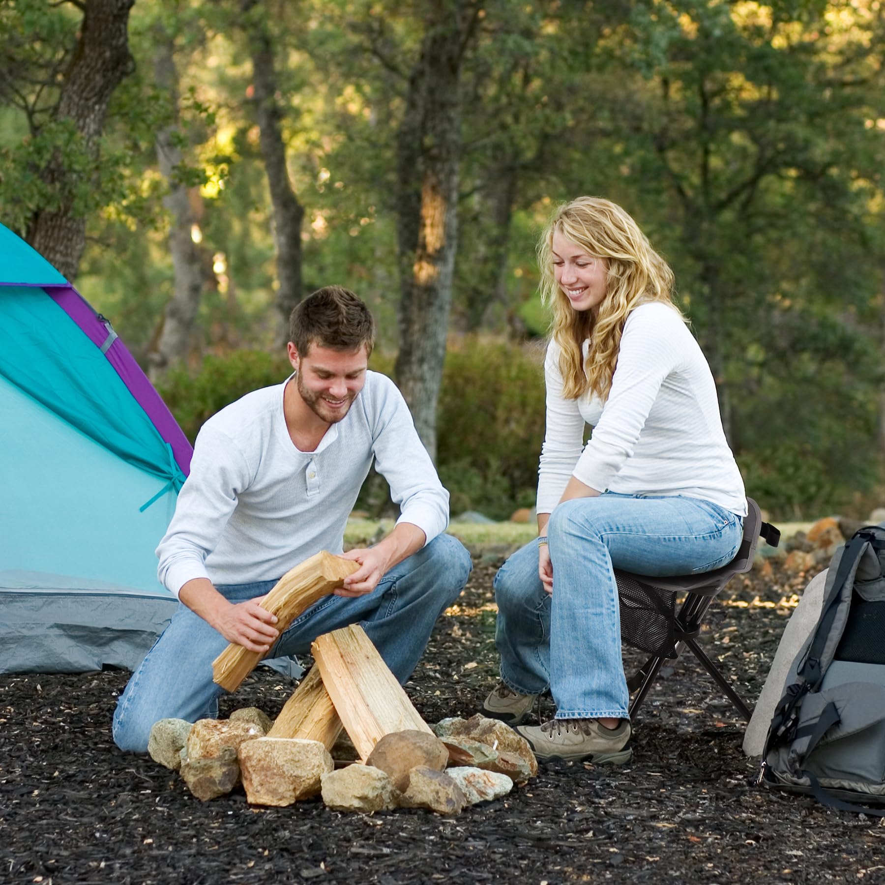 REDCAMP stools height options in use, 17in and 22in