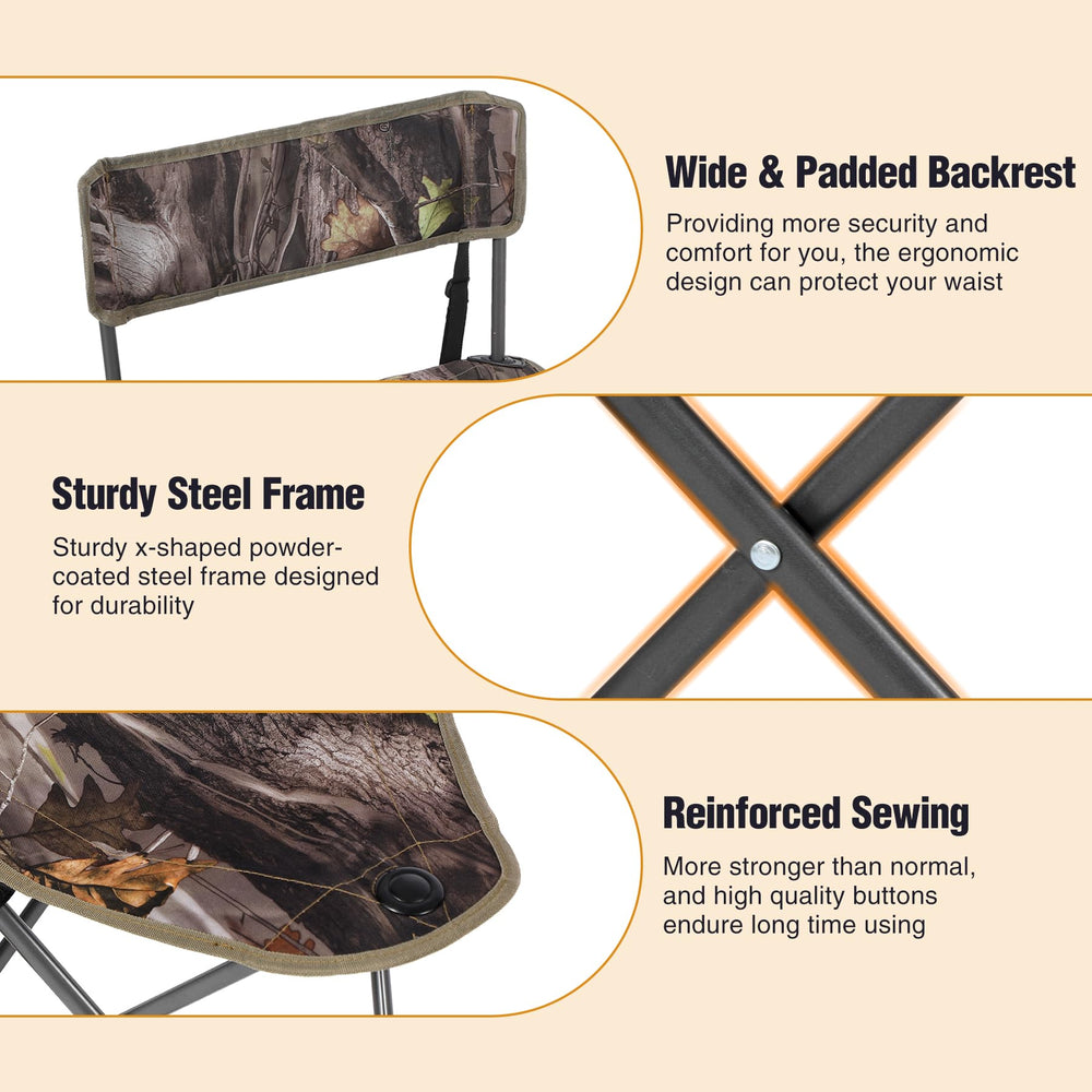 REDCAMP chair frame detail shows powder coated steel for durability and stability.