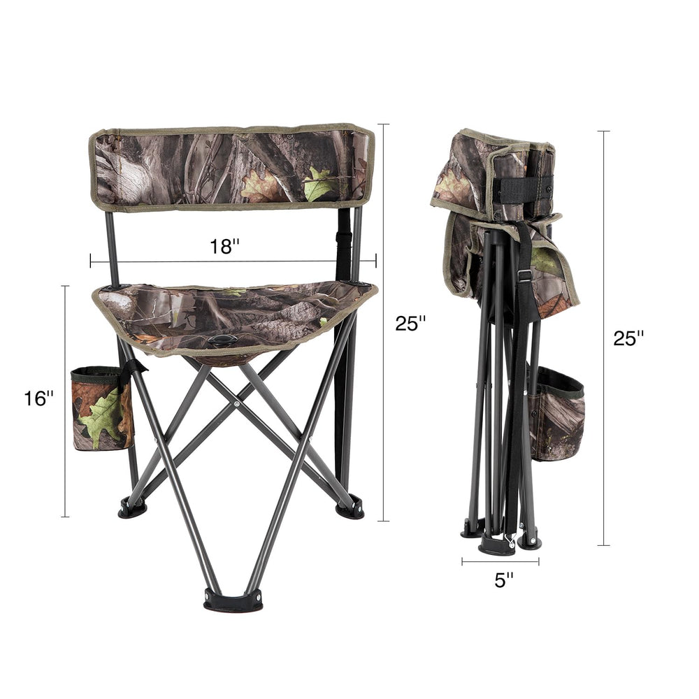 REDCAMP 2 pack tripod hunting chair side view highlights compact profile for easy transport.