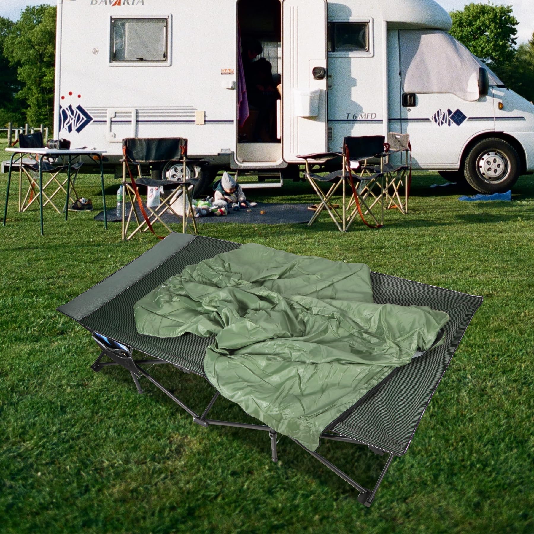 REDCAMP anti-slip pads prevent movement on varied surfaces.