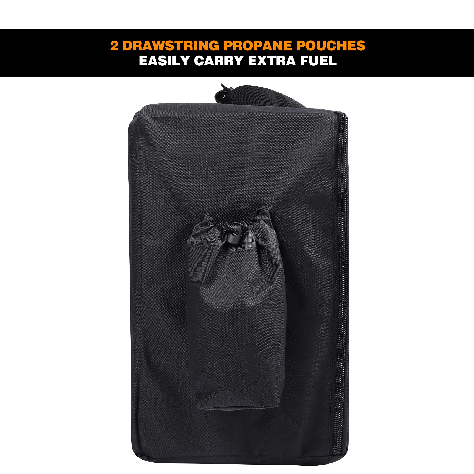 REDCAMP bag features propane pouches for easy fuel carry on trips