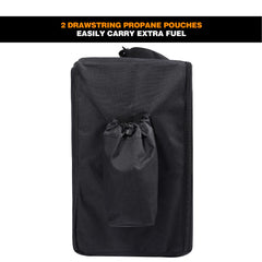 REDCAMP bag features propane pouches for easy fuel carry on trips