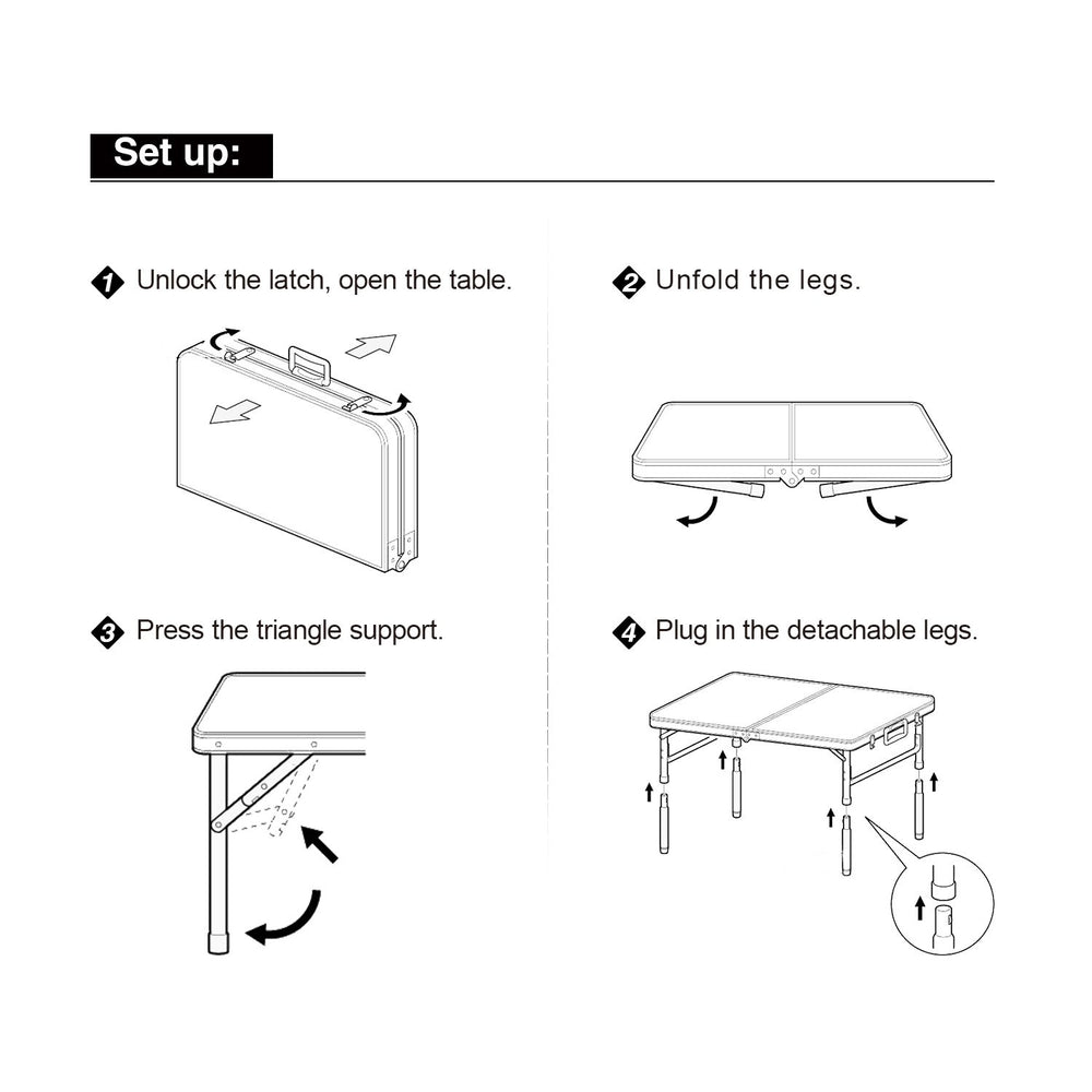 REDCAMP carry handle folding-table enhances portability during trips.