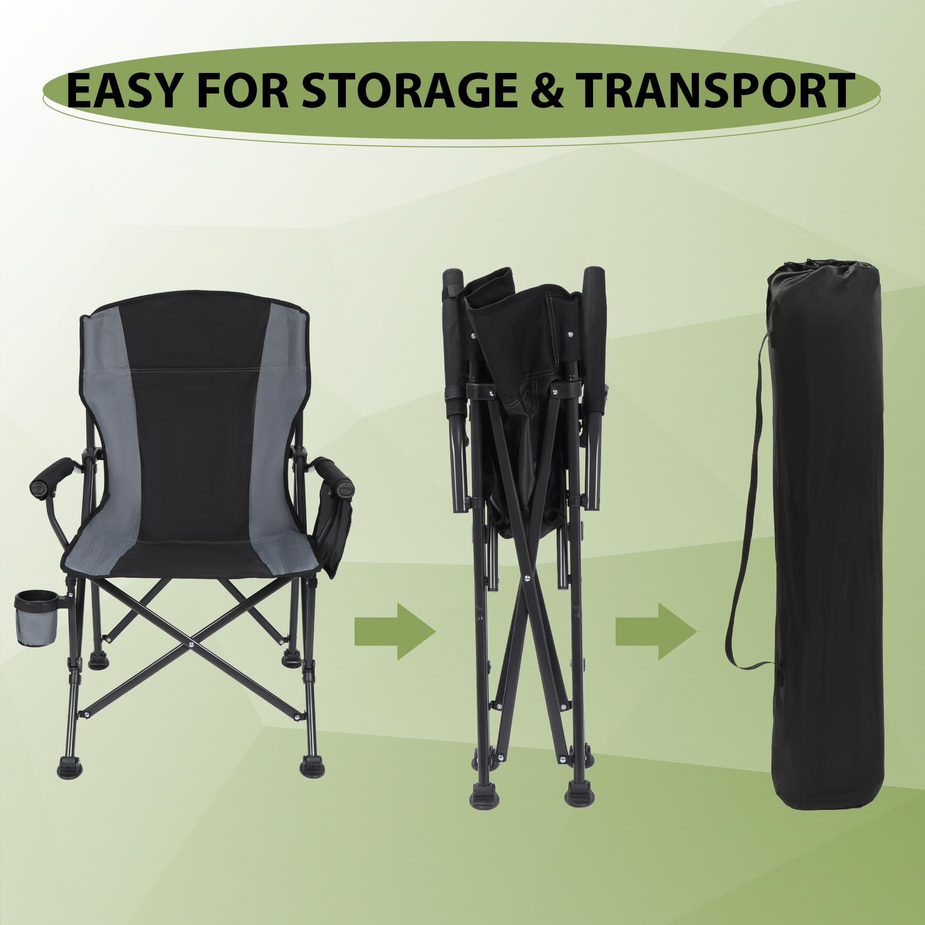 REDCAMP portable chair with carry bag simplifies packing for trips.