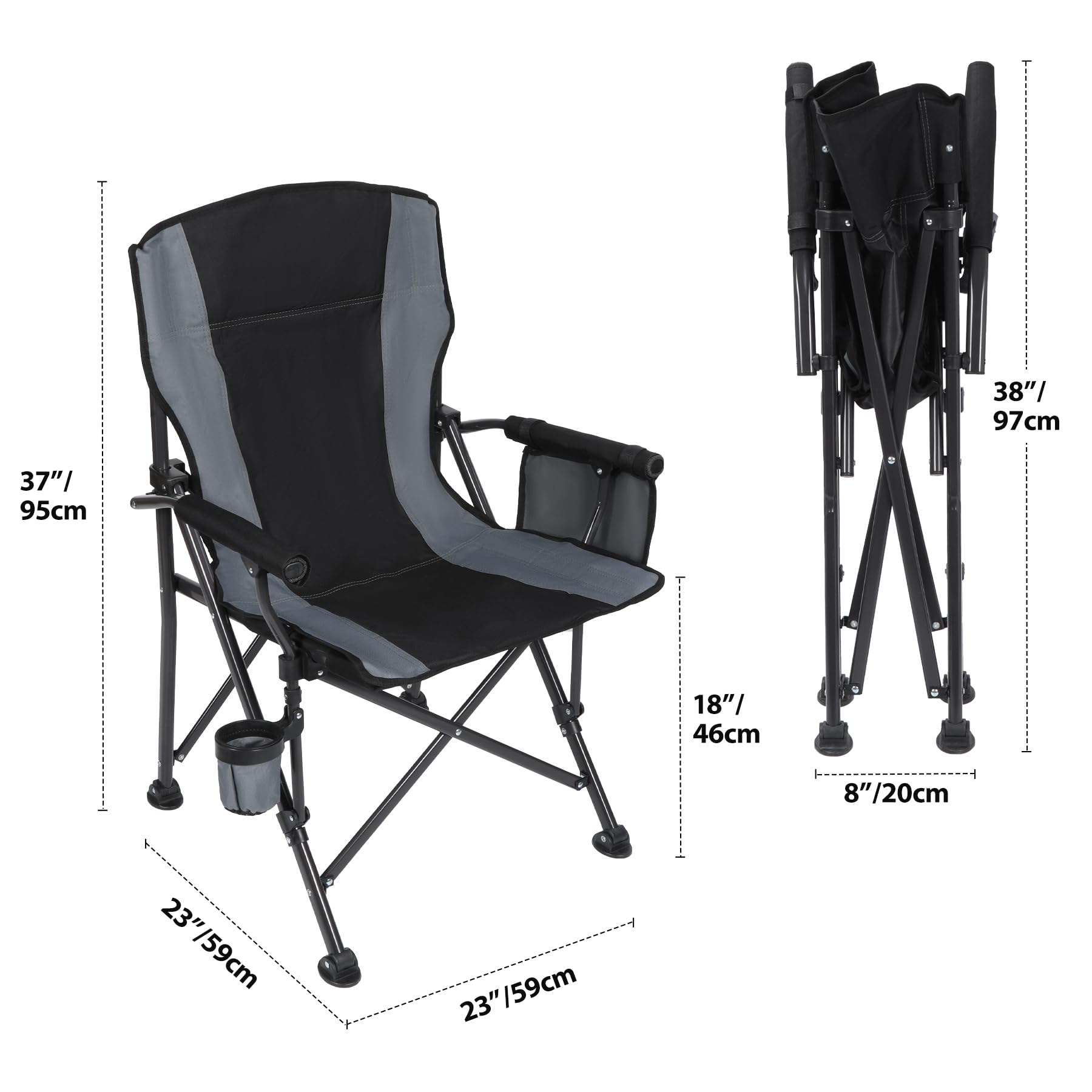 REDCAMP chair with detachable storage pocket keeps essentials within reach.