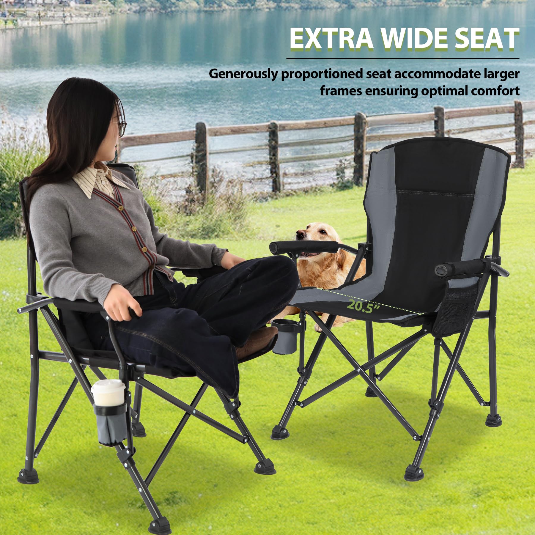 REDCAMP heavy-duty chair supports up to 250 lbs for versatile use.