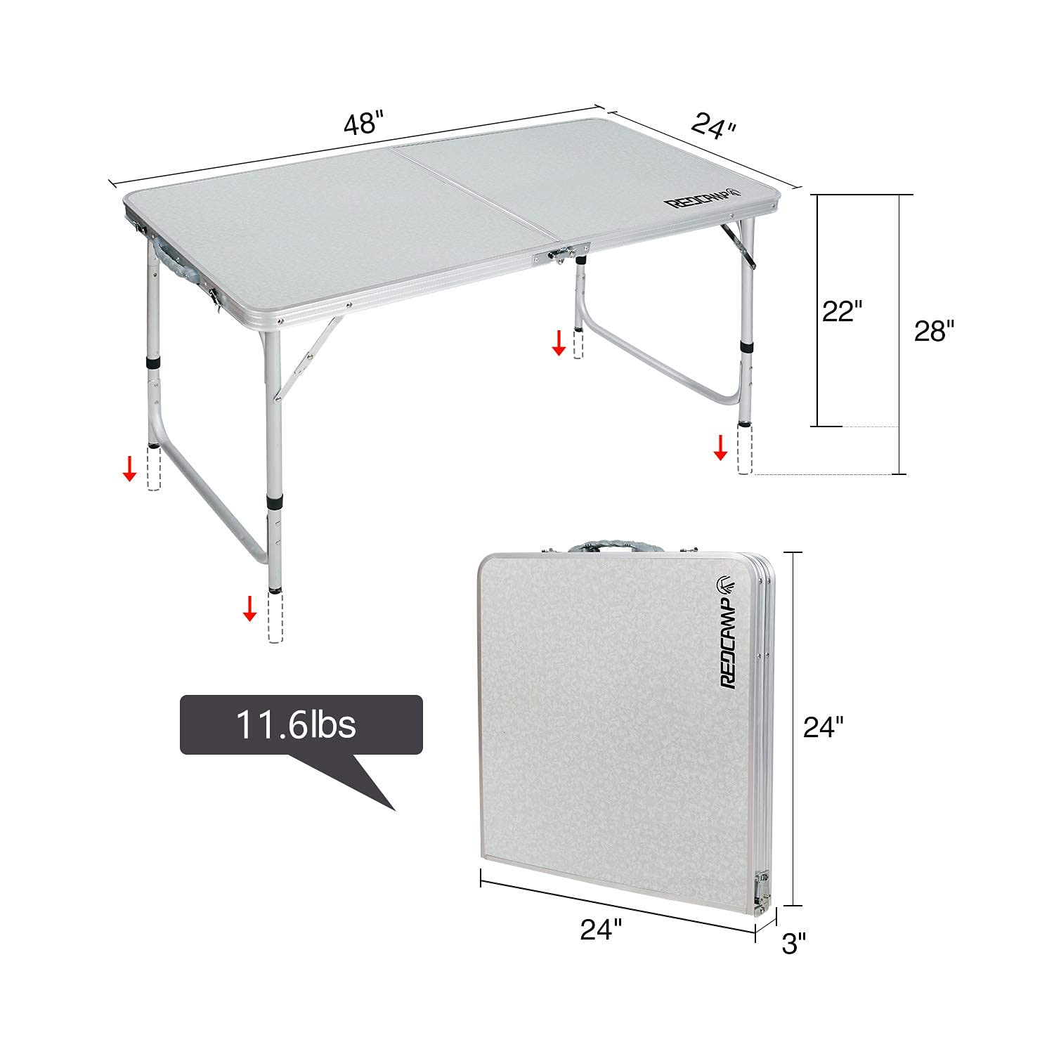 Redcamp close-up of aluminum tabletop edge for durability.