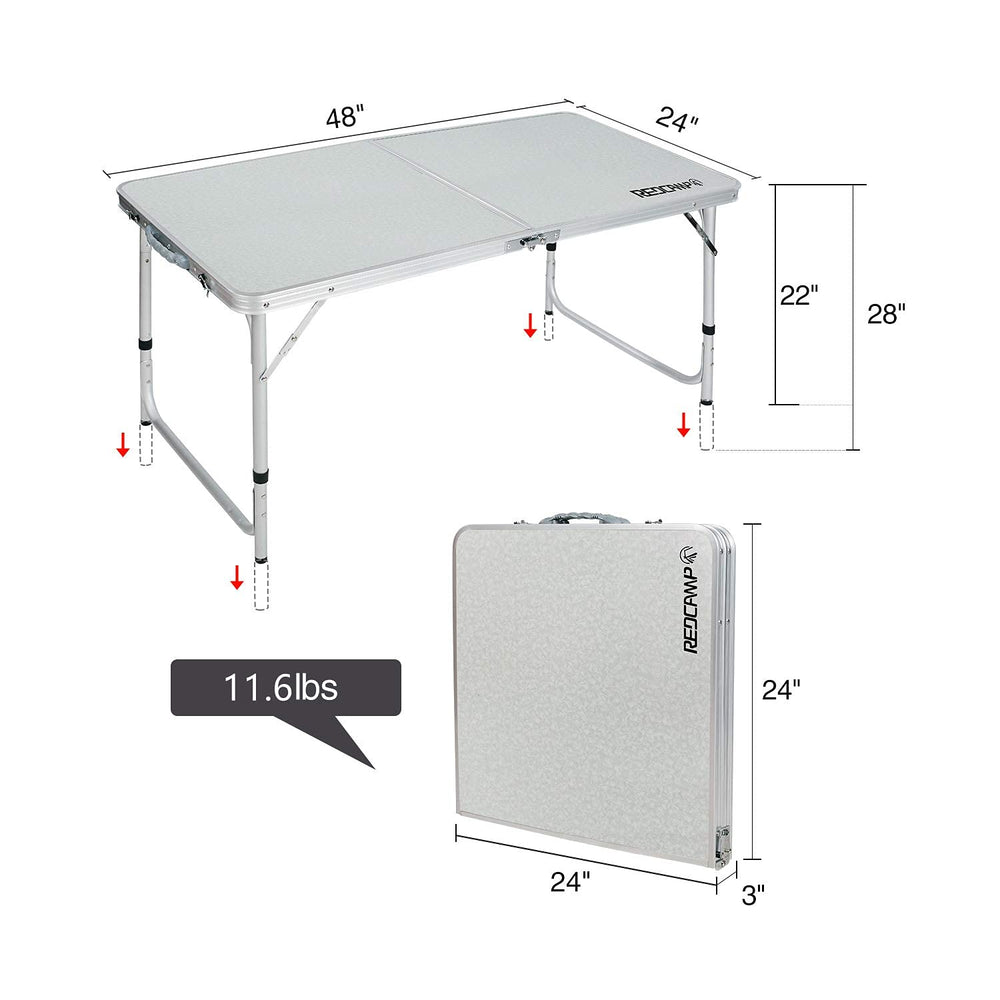 Redcamp close-up of aluminum tabletop edge for durability.