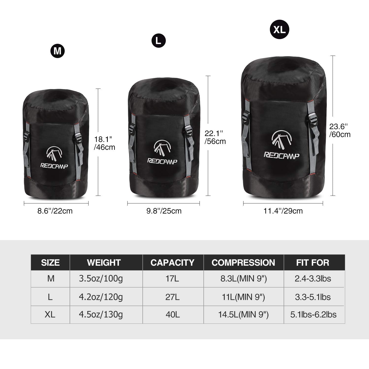 Clothes organization with REDCAMP compression sack storing clothes, blankets, and sleeping bags