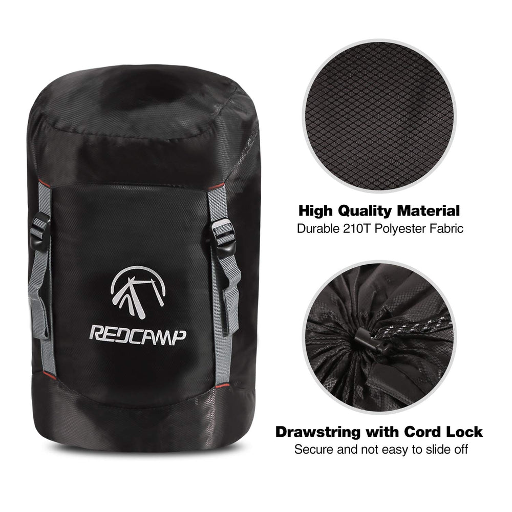 40L capacity with pillows and hats in REDCAMP compression sack for backpacking