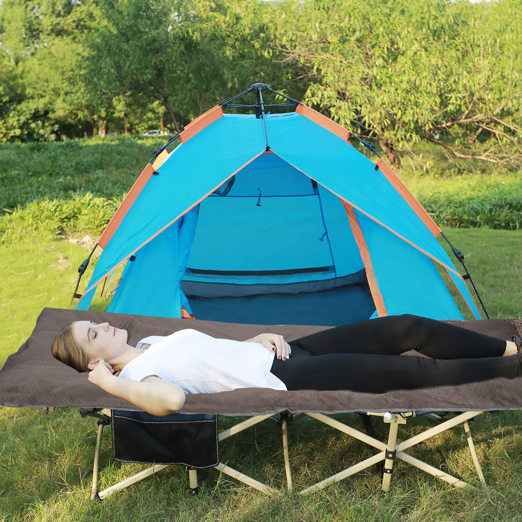 REDCAMP cot pad uses breathable filling for comfortable rest.