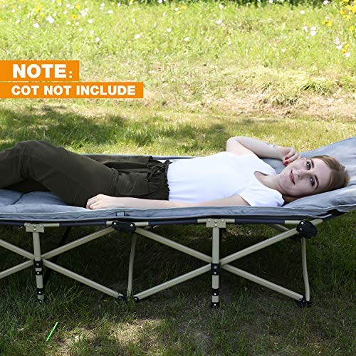 REDCAMP grey velvet shell cot pad offers premium lounging comfort during camping.