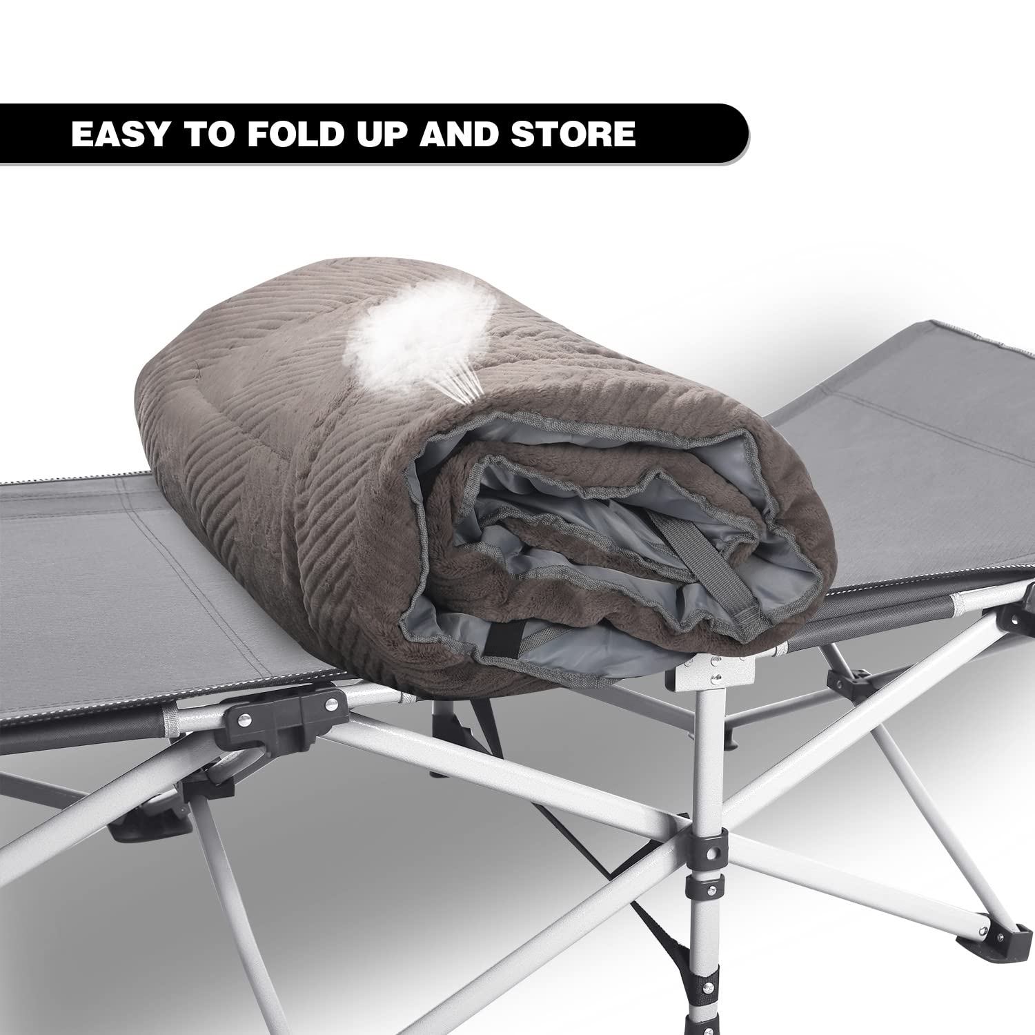REDCAMP cot pad with waterproof bottom helps stay dry outdoors.