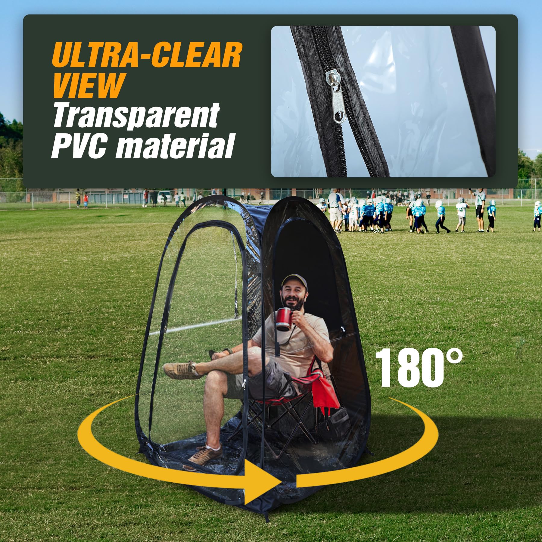 REDCAMP detachable canopy top provides sun protection during bright sessions.