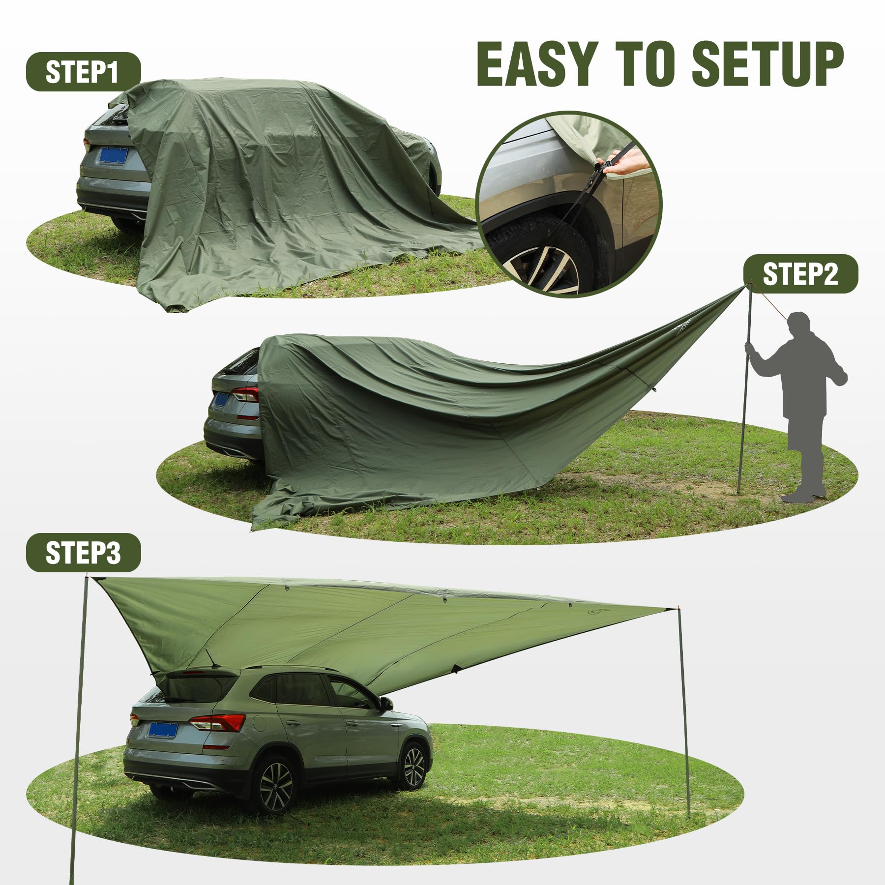 REDCAMP dual-pole A-frame without vehicle stands freely.