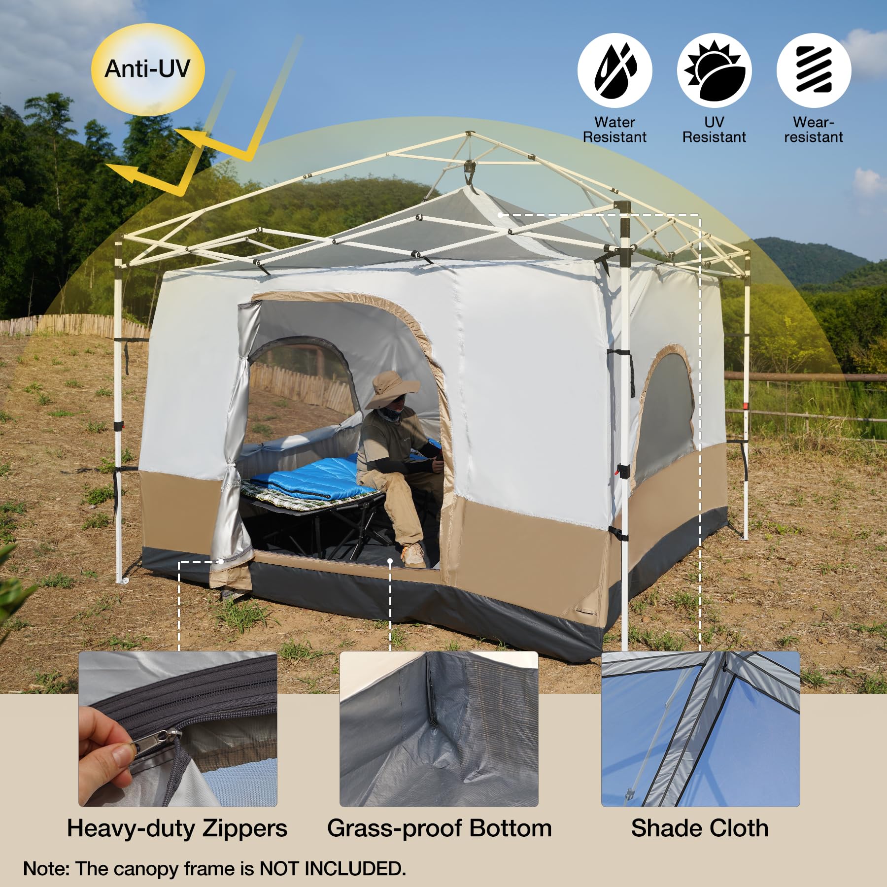 RedCAMP e-ports-extension-cord implies convenient power access from tent.