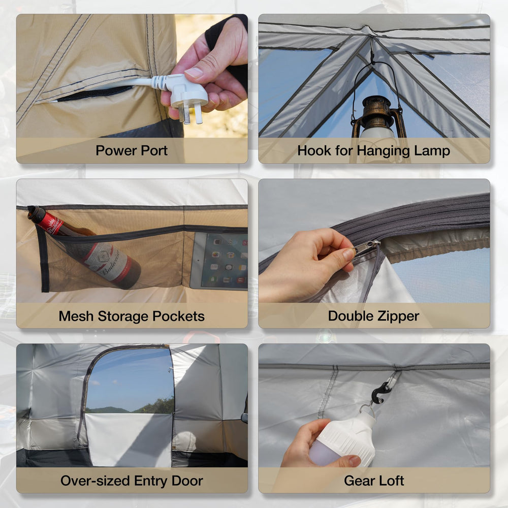 RedCAMP easy-install-no-tools demonstrates tool-free setup with frame-hanging design.
