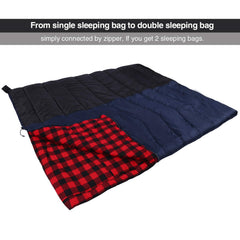 RedCAMP envelope design sleeping bag laid flat for versatile use.