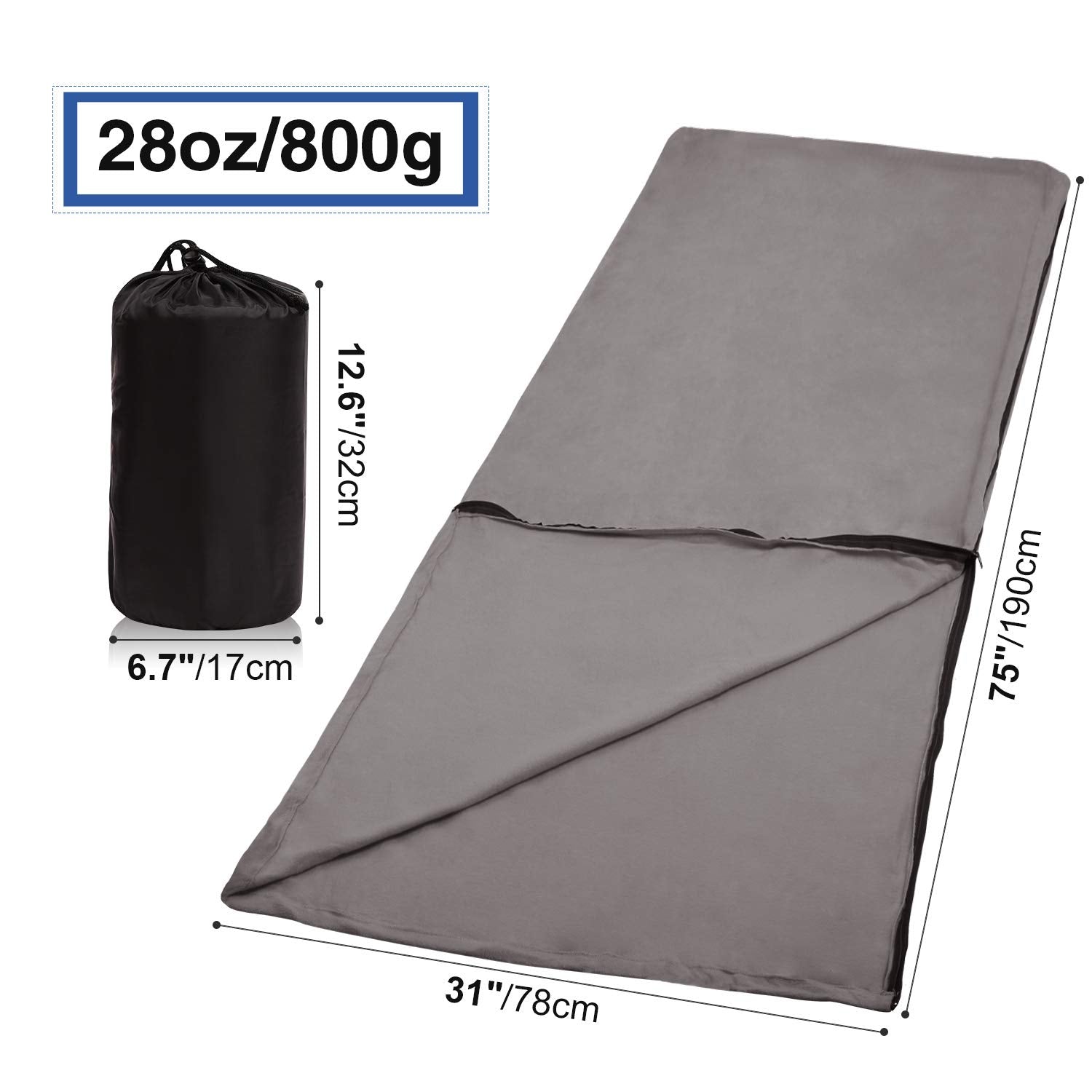 Redcamp fleece liner with full-size zipper for easy entry in/out.