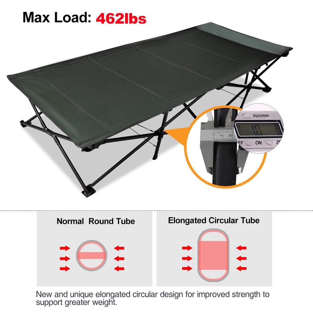 REDCAMP foldable cot with compact storage bag for travel.