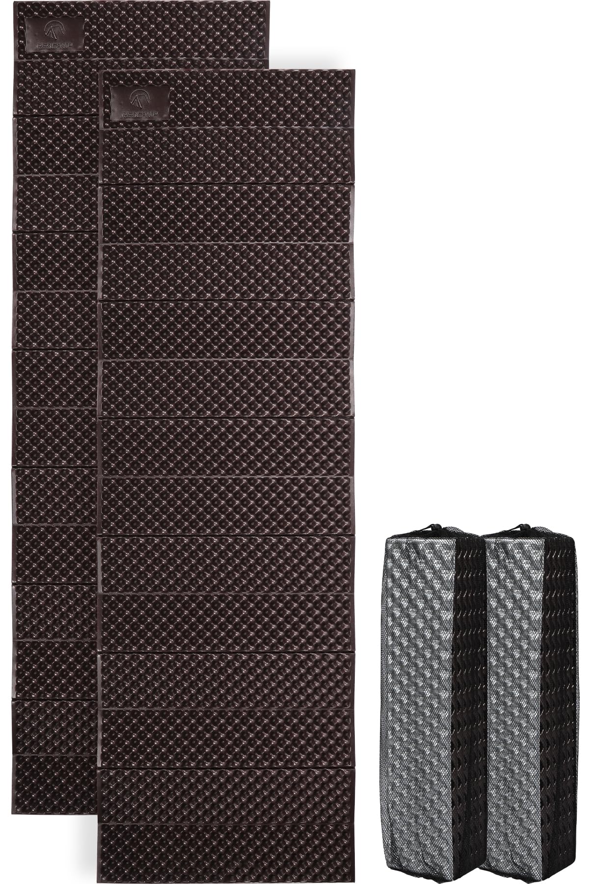REDCAMP foldable foam camping pad extended for comfortable sleep on uneven ground.