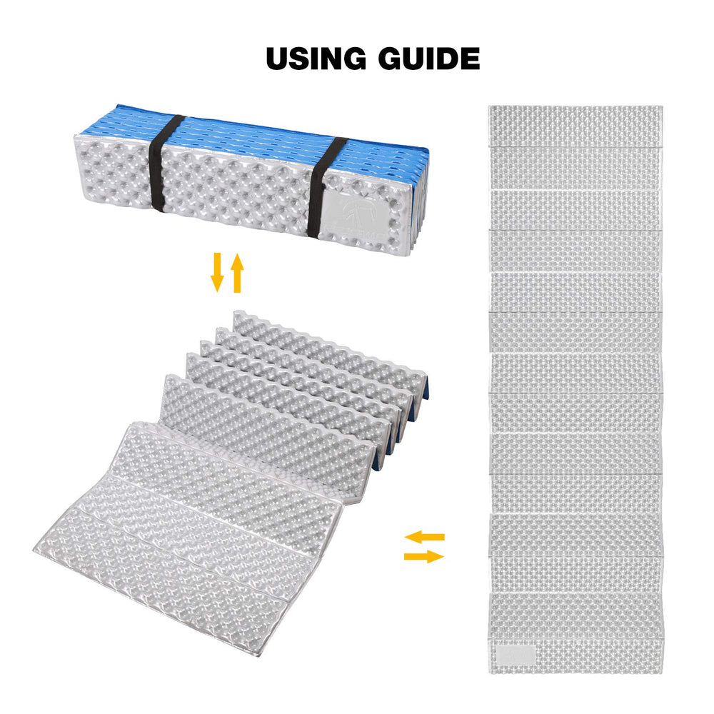 REDCAMP foldable foam camping pad insulated to keep you warm in cool weather.