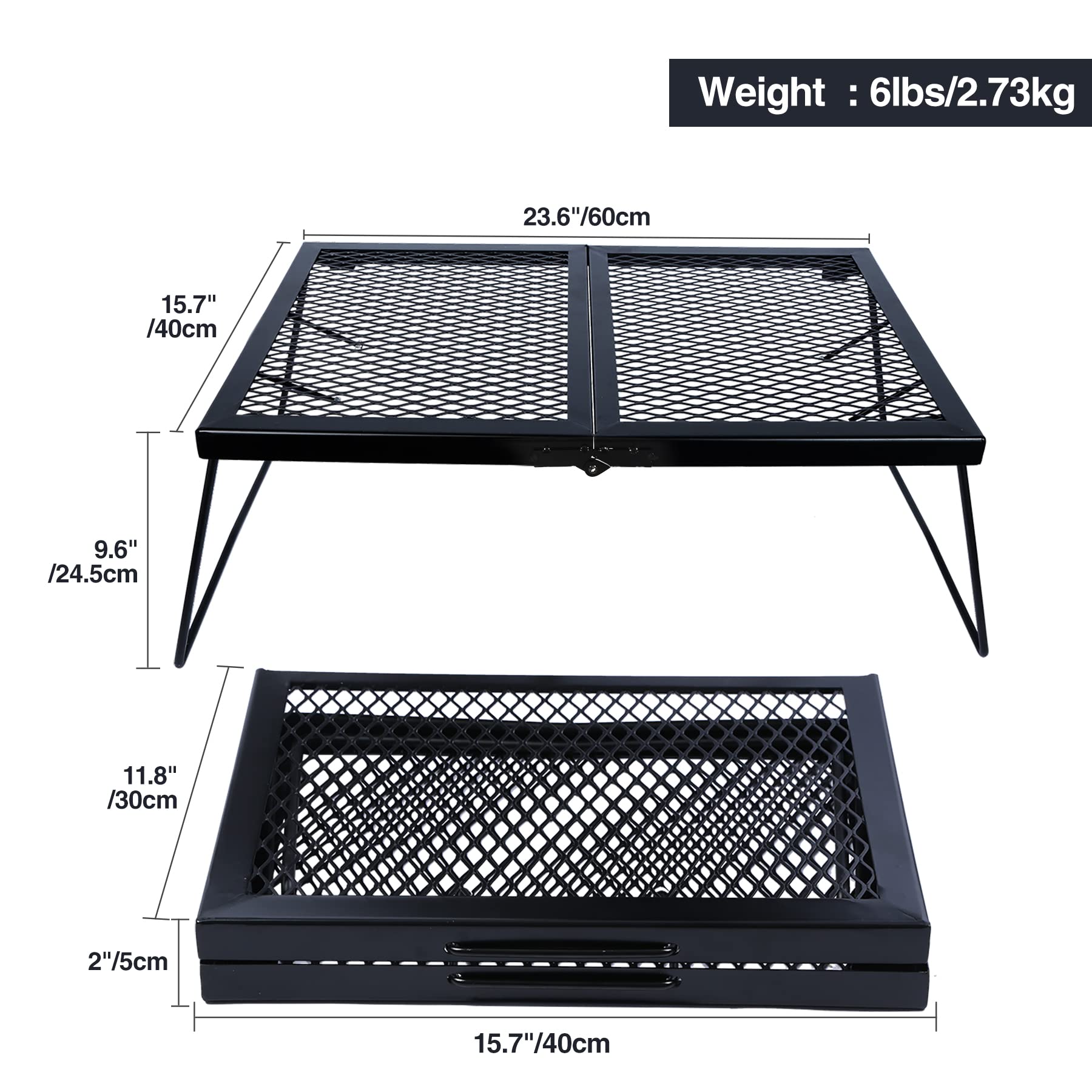 Redcamp folding campfire grill folded compact for easy transport and storage.