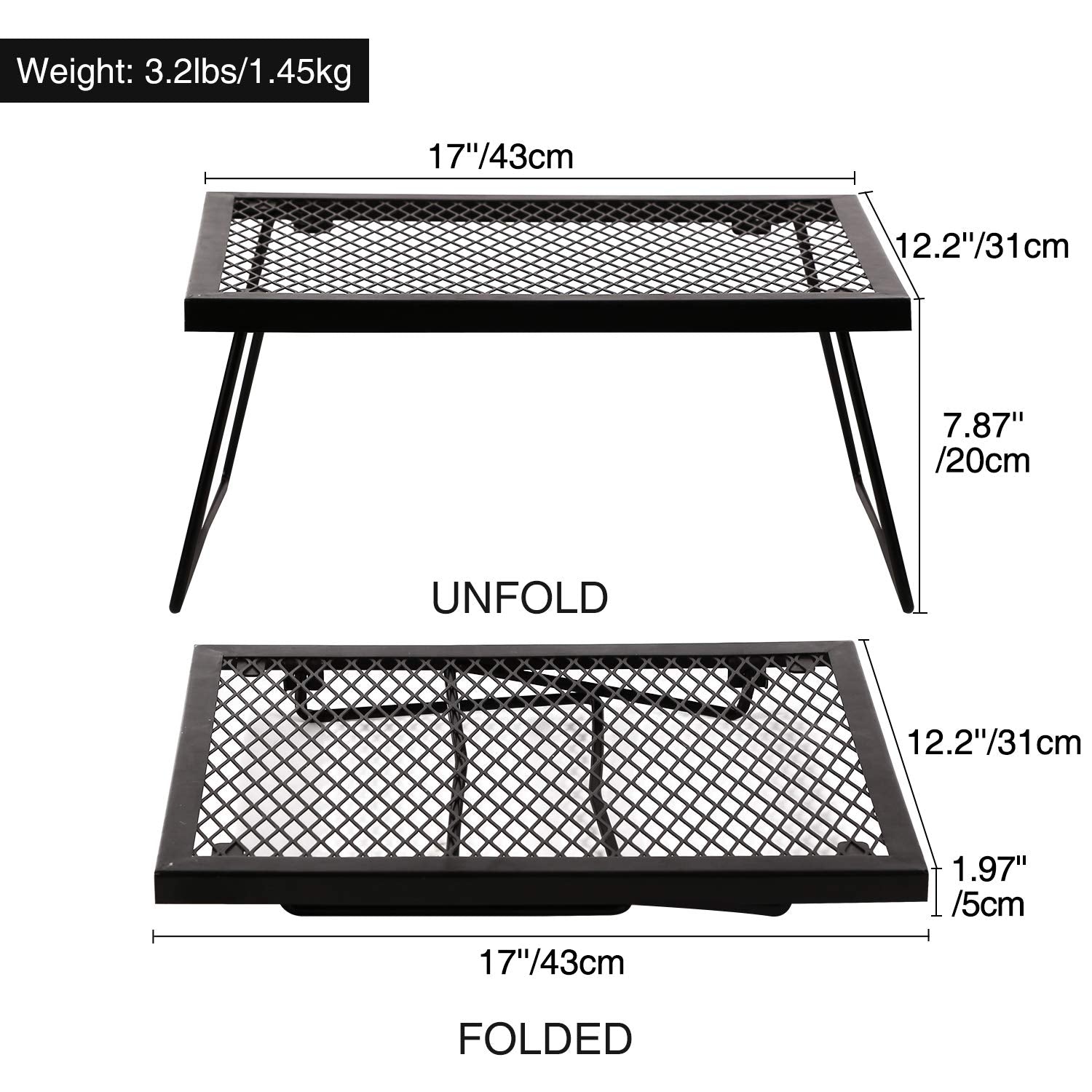 REDCAMP folding campfire grill folded compact for easy transport and storage