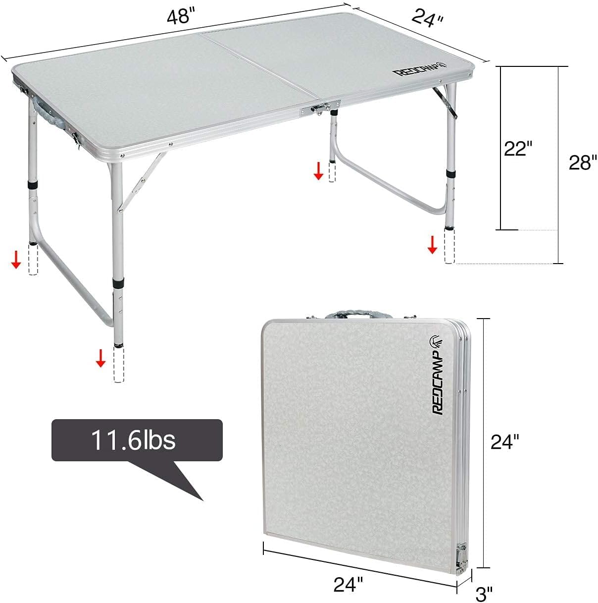 REDCAMP folding-table-carry-handle: easy transport between car and campsite
