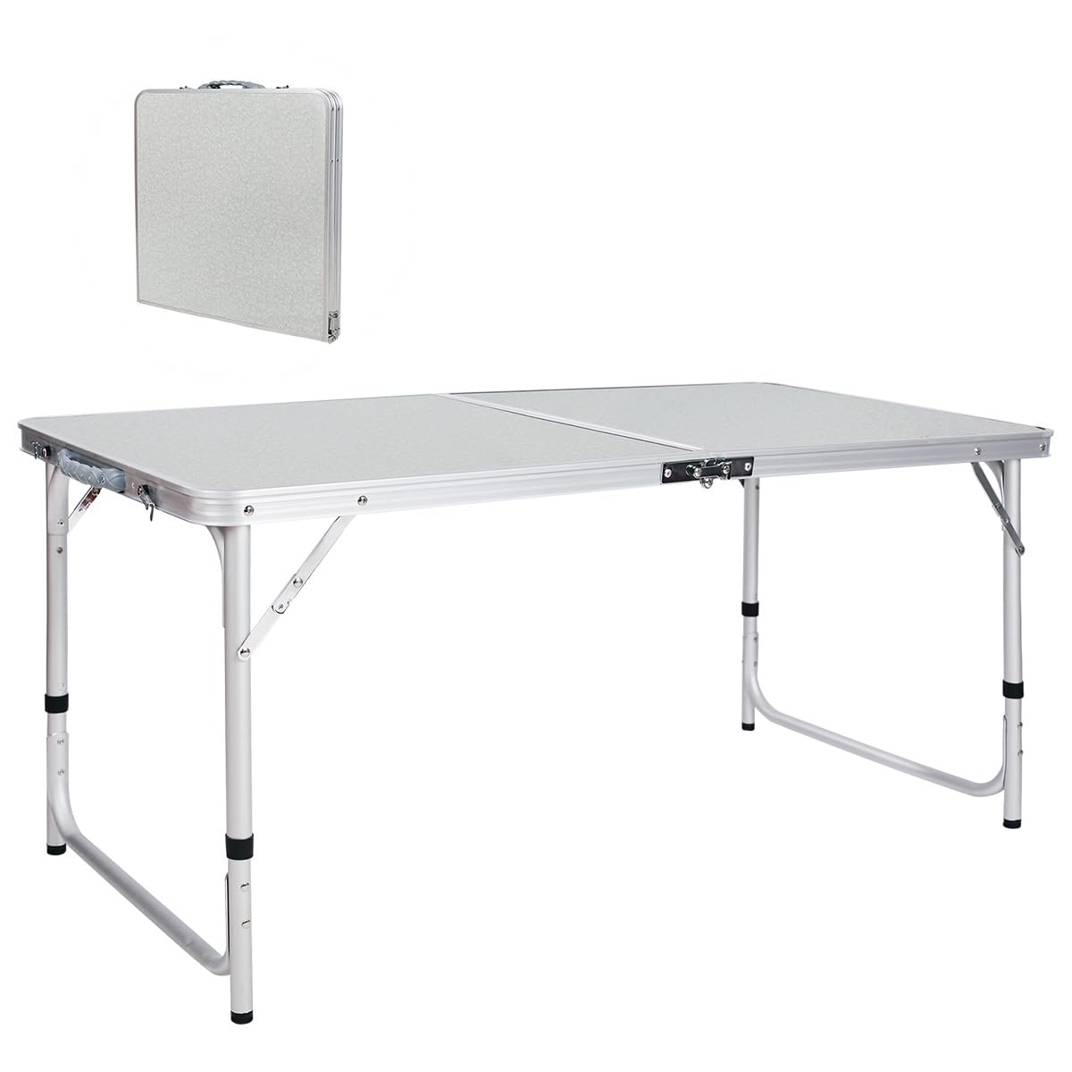 REDCAMP 4ft folding camping table setup view, quick assembly for outdoor meals