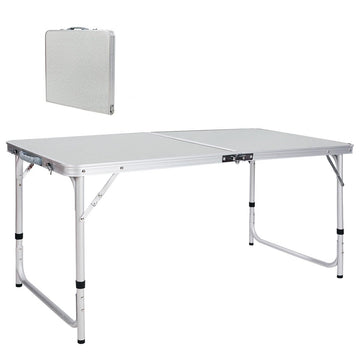 REDCAMP 4ft folding camping table setup view, quick assembly for outdoor meals