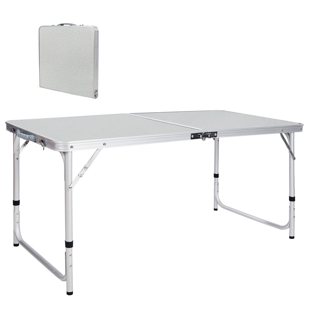 REDCAMP 4ft folding camping table setup view, quick assembly for outdoor meals