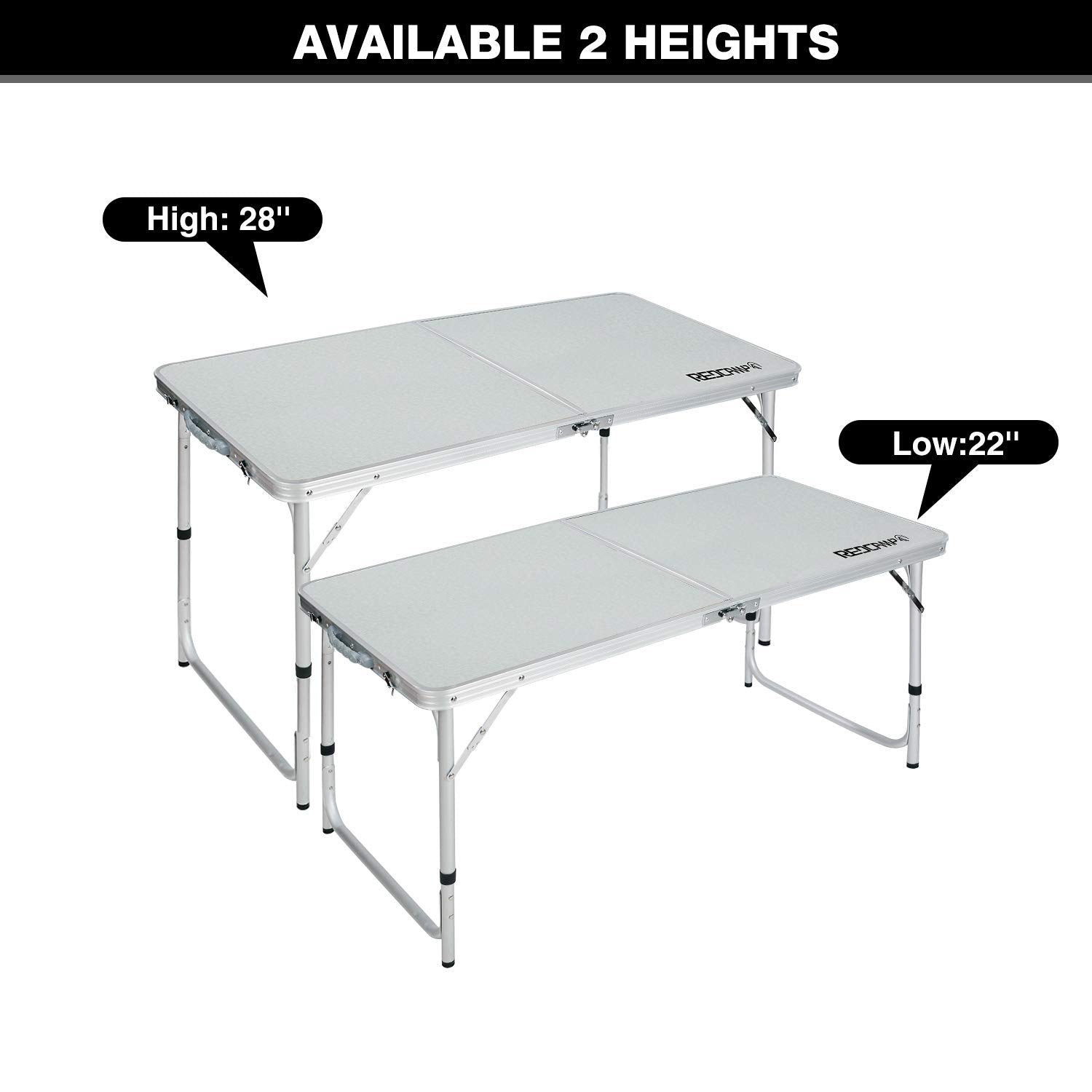 Redcamp portable table with carry handle for easy transport.