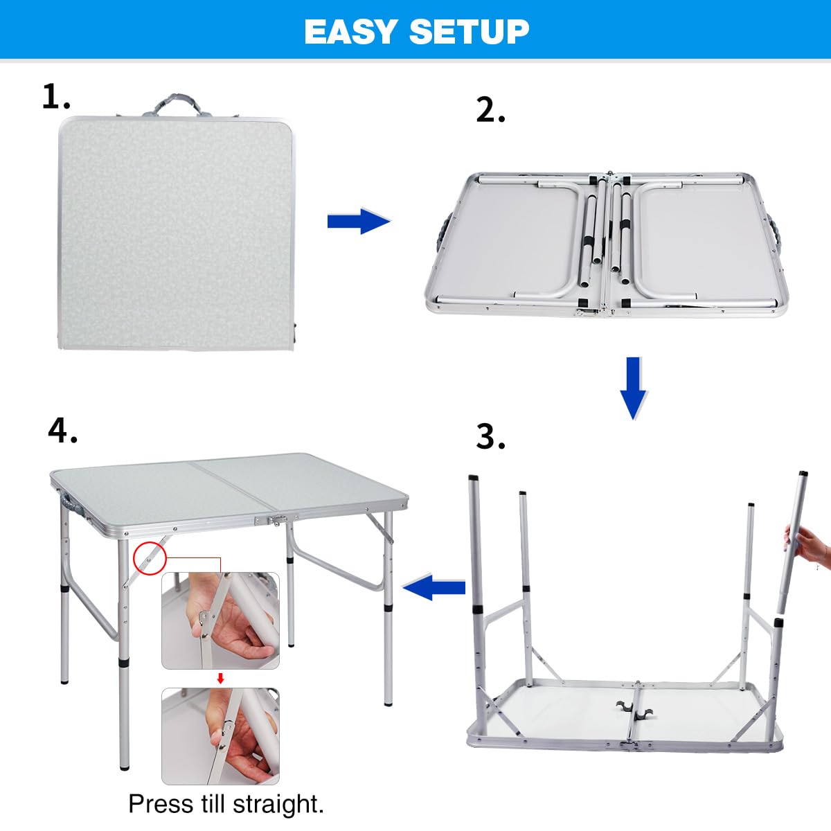 REDCAMP folding camping table lightweight-9lbs ideal for camping and travel